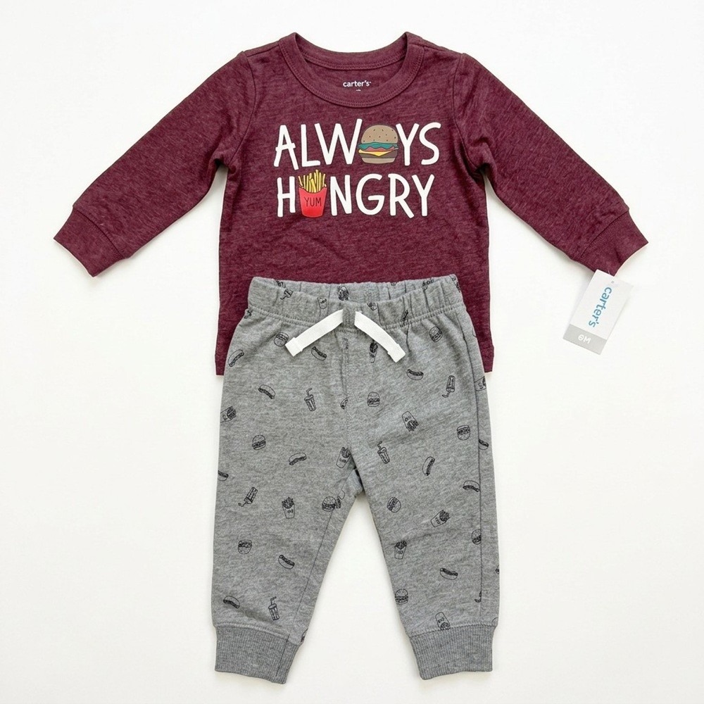 Carter's Baby Boy's Jogger Sets, 2 Sets Long Sleeve Tees and Sweats, 6 Months - Picture 3 of 10